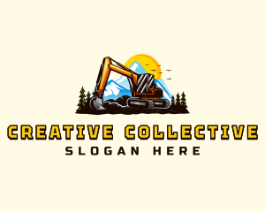 Mountain Excavation Excavator logo design