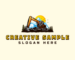 Mountain Excavation Excavator logo design