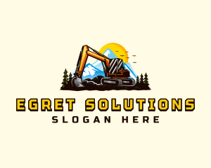 Mountain Excavation Excavator logo design