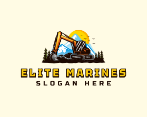 Mountain Excavation Excavator logo design