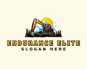 Mountain Excavation Excavator logo design