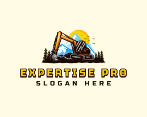 Mountain Excavation Excavator logo design