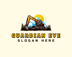 Mountain Excavation Excavator logo design