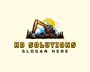 Mountain Excavation Excavator logo design