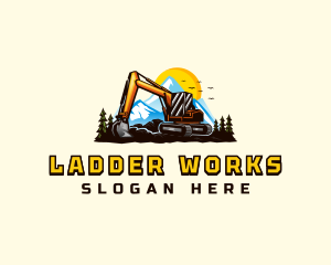 Mountain Excavation Excavator logo design