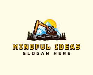 Mountain Excavation Excavator logo design