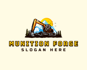 Mountain Excavation Excavator logo design