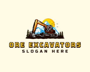 Mountain Excavation Excavator logo design