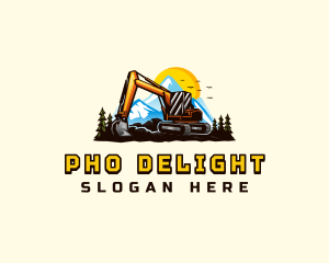 Mountain Excavation Excavator logo design