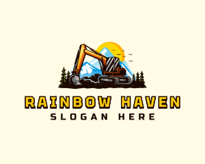 Mountain Excavation Excavator logo design