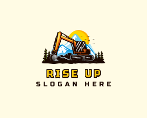 Mountain Excavation Excavator logo design