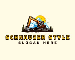 Mountain Excavation Excavator logo design