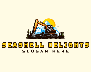 Mountain Excavation Excavator logo design