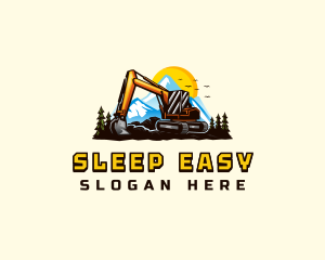 Mountain Excavation Excavator logo design