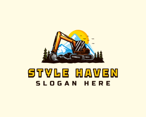 Mountain Excavation Excavator logo design