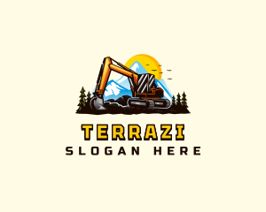 Mountain Excavation Excavator logo design