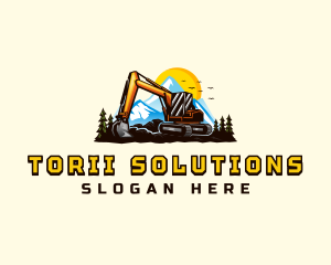 Mountain Excavation Excavator logo design