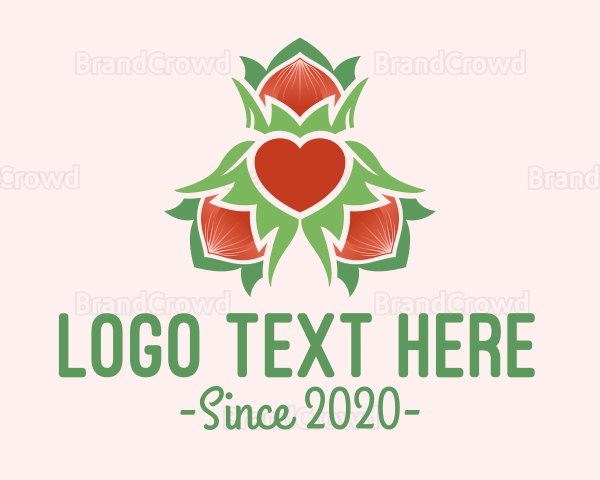 Organic Heart Leaf Decoration Logo