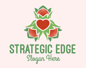 Organic Heart Leaf Decoration Logo