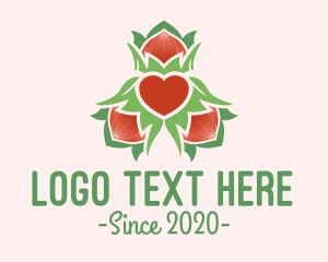 Vegetarian - Organic Heart Leaf Decoration logo design