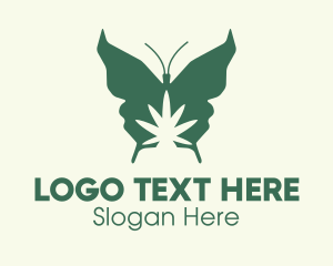 Yogi - Green Weed Butterfly logo design