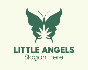 Green Weed Butterfly Logo