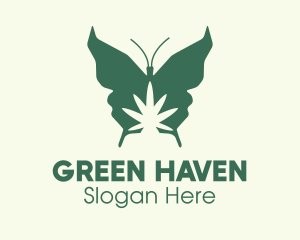 Green Weed Butterfly logo design