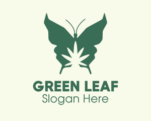 Green Weed Butterfly logo design