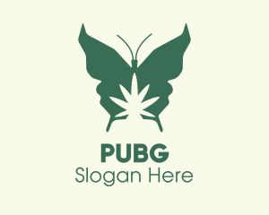 Herbal - Green Weed Butterfly logo design