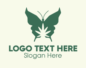 Marijuana - Green Weed Butterfly logo design
