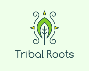 Tribal - Eco Organic Tribal Leaf logo design