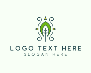 Green - Eco Organic Tribal Leaf logo design