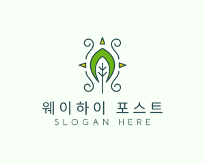 Eco Organic Tribal Leaf logo design