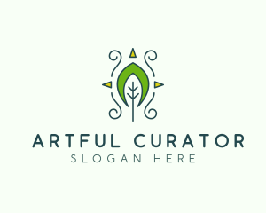 Eco Organic Tribal Leaf logo design