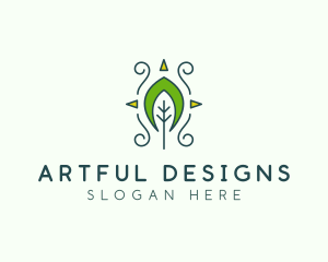 Eco Organic Tribal Leaf logo design