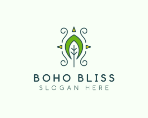 Eco Organic Tribal Leaf logo design