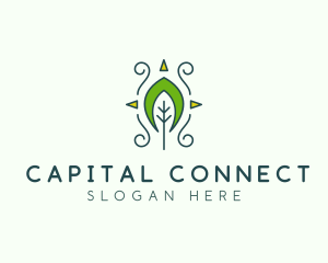 Eco Organic Tribal Leaf logo design