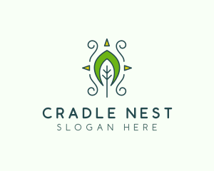 Eco Organic Tribal Leaf logo design