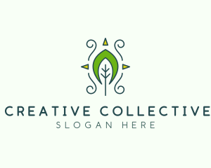 Eco Organic Tribal Leaf logo design