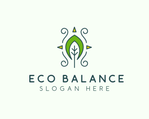 Eco Organic Tribal Leaf logo design