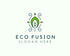 Eco Organic Tribal Leaf logo design