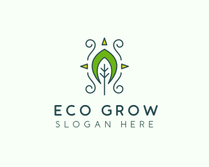 Eco Organic Tribal Leaf logo design