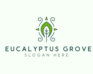 Eco Organic Tribal Leaf logo design