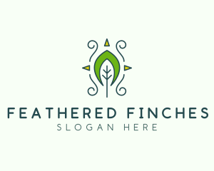 Eco Organic Tribal Leaf logo design