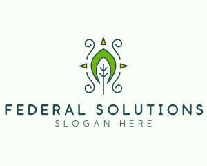 Eco Organic Tribal Leaf logo design