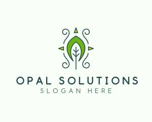 Eco Organic Tribal Leaf logo design