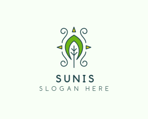 Eco Organic Tribal Leaf logo design