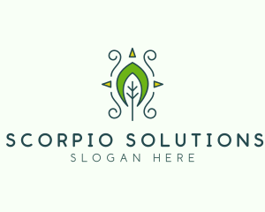 Eco Organic Tribal Leaf logo design