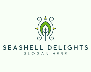 Eco Organic Tribal Leaf logo design