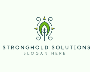 Eco Organic Tribal Leaf logo design